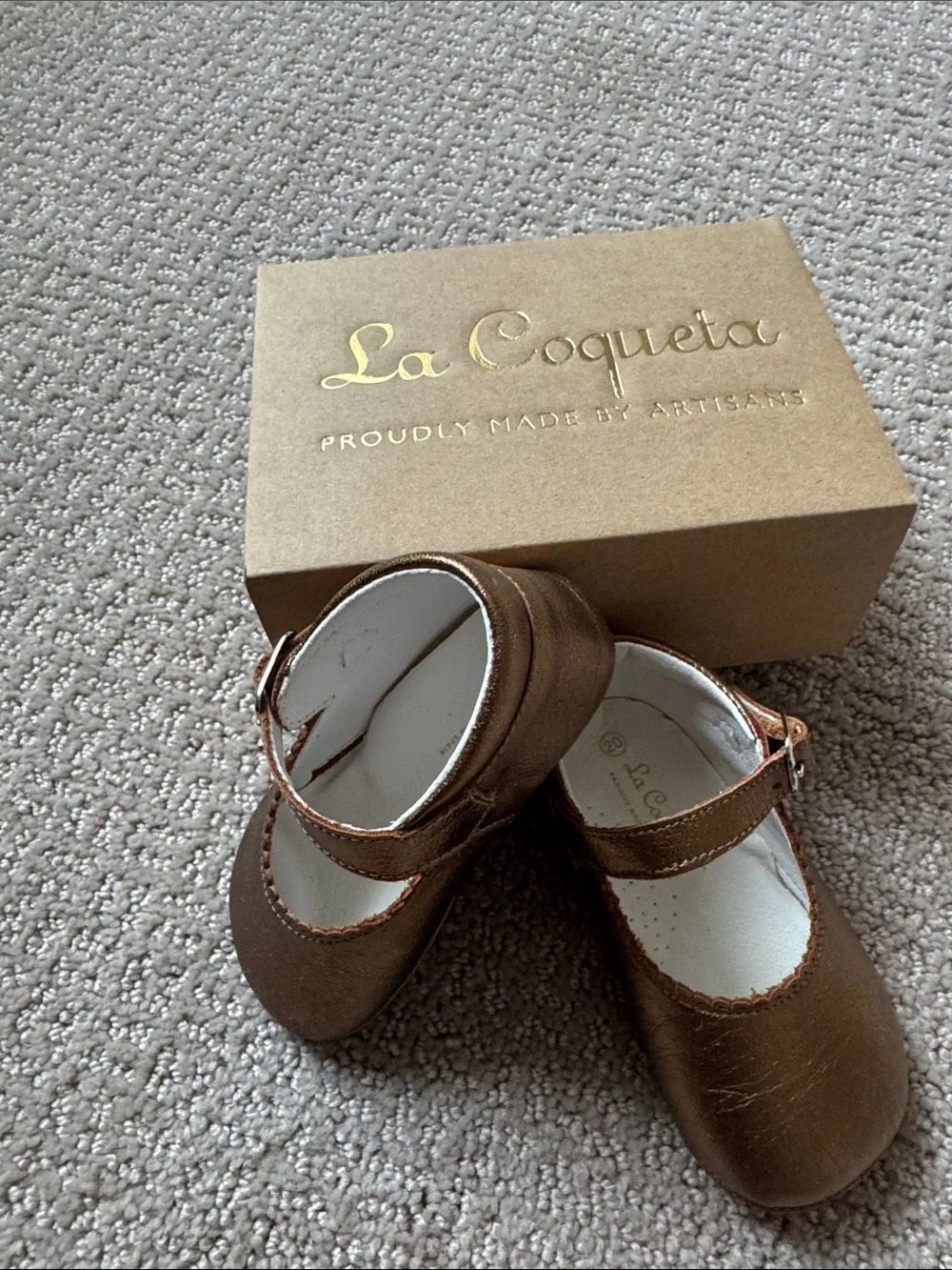 Metallic Bronze Mary Jane Dress Shoes for Kids